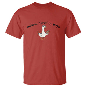Outnumbered By Boys Cute Goose Sporty Mom T Shirt Football and Truck Motherhood Mothers Day Gag Gift TS02 Red Print Your Wear