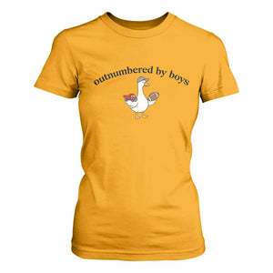Outnumbered By Boys Cute Goose Sporty Mom T Shirt For Women Football and Truck Motherhood Mothers Day Gag Gift TS02 Gold Print Your Wear
