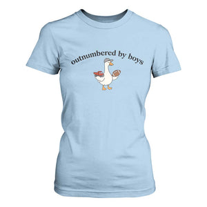 Outnumbered By Boys Cute Goose Sporty Mom T Shirt For Women Football and Truck Motherhood Mothers Day Gag Gift TS02 Light Blue Print Your Wear