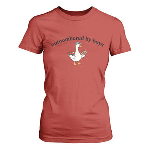 Outnumbered By Boys Cute Goose Sporty Mom T Shirt For Women Football and Truck Motherhood Mothers Day Gag Gift TS02 Red Print Your Wear