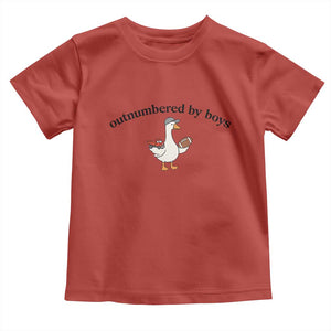 Outnumbered By Boys Cute Goose Sporty Mom Toddler T Shirt Football and Truck Motherhood Mothers Day Gag Gift TS02 Red Print Your Wear