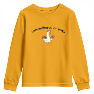 Outnumbered By Boys Cute Goose Sporty Mom Youth Sweatshirt Football and Truck Motherhood Mothers Day Gag Gift TS02 Gold Print Your Wear