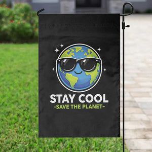 Stay Cool Save The Planet Eco-Friendly Earth Day Garden Flag Cute Cartoon Globe with Sunglasses for Environmental Awareness TS02 Print Your Wear