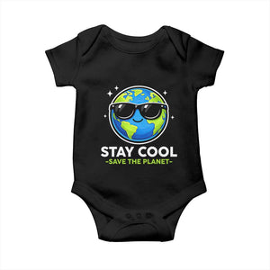 Stay Cool Save The Planet Eco-Friendly Earth Day Baby Onesie Cute Cartoon Globe with Sunglasses for Environmental Awareness TS02 Black Print Your Wear