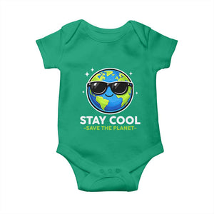 Stay Cool Save The Planet Eco-Friendly Earth Day Baby Onesie Cute Cartoon Globe with Sunglasses for Environmental Awareness TS02 Irish Green Print Your Wear