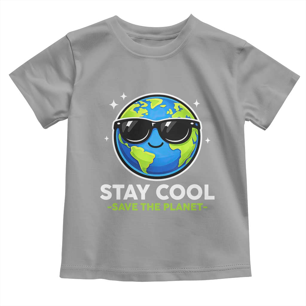 Stay Cool Save The Planet Eco-Friendly Earth Day Toddler T Shirt Cute Cartoon Globe with Sunglasses for Environmental Awareness TS02 Sport Gray Print Your Wear