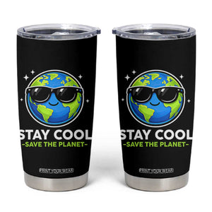 Stay Cool Save The Planet Eco-Friendly Earth Day Tumbler Cup Cute Cartoon Globe with Sunglasses for Environmental Awareness TS02 Black Print Your Wear