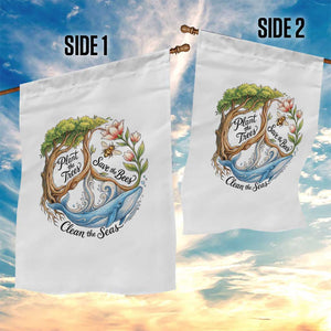 Plant The Trees Save The Bees Clean The Seas Garden Flag Vintage Peace Sign Aesthetic Nature Lover Ocean Conservation TS02 Print Your Wear