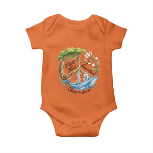 Plant The Trees Save The Bees Clean The Seas Baby Onesie Vintage Peace Sign Aesthetic Nature Lover Ocean Conservation TS02 Orange Print Your Wear