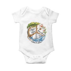 Plant The Trees Save The Bees Clean The Seas Baby Onesie Vintage Peace Sign Aesthetic Nature Lover Ocean Conservation TS02 White Print Your Wear