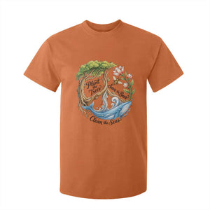 Plant The Trees Save The Bees Clean The Seas T Shirt For Kid Vintage Peace Sign Aesthetic Nature Lover Ocean Conservation TS02 Orange Print Your Wear