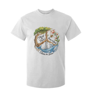 Plant The Trees Save The Bees Clean The Seas T Shirt For Kid Vintage Peace Sign Aesthetic Nature Lover Ocean Conservation TS02 White Print Your Wear