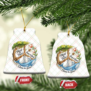 Plant The Trees Save The Bees Clean The Seas Ceramic Ornament Vintage Peace Sign Aesthetic Nature Lover Ocean Conservation TS02 Print Your Wear
