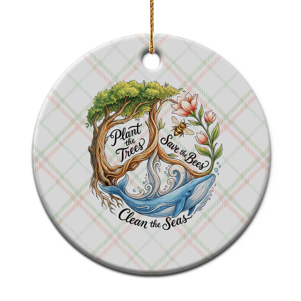 Plant The Trees Save The Bees Clean The Seas Ceramic Ornament Vintage Peace Sign Aesthetic Nature Lover Ocean Conservation TS02 1pc Christmas Plaid Print Your Wear