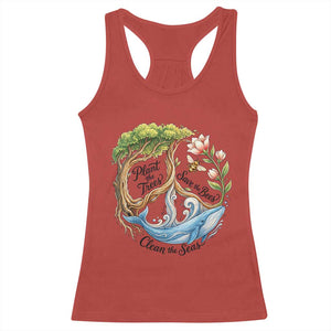Plant The Trees Save The Bees Clean The Seas Racerback Tank Top Vintage Peace Sign Aesthetic Nature Lover Ocean Conservation TS02 Red Print Your Wear