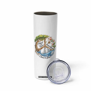 Plant The Trees Save The Bees Clean The Seas Skinny Tumbler Vintage Peace Sign Aesthetic Nature Lover Ocean Conservation TS02 Print Your Wear