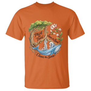 Plant The Trees Save The Bees Clean The Seas T Shirt Vintage Peace Sign Aesthetic Nature Lover Ocean Conservation TS02 Orange Print Your Wear