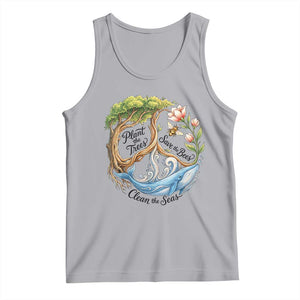 Plant The Trees Save The Bees Clean The Seas Tank Top Vintage Peace Sign Aesthetic Nature Lover Ocean Conservation TS02 Athletic Heather Print Your Wear