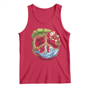 Plant The Trees Save The Bees Clean The Seas Tank Top Vintage Peace Sign Aesthetic Nature Lover Ocean Conservation TS02 Red Print Your Wear