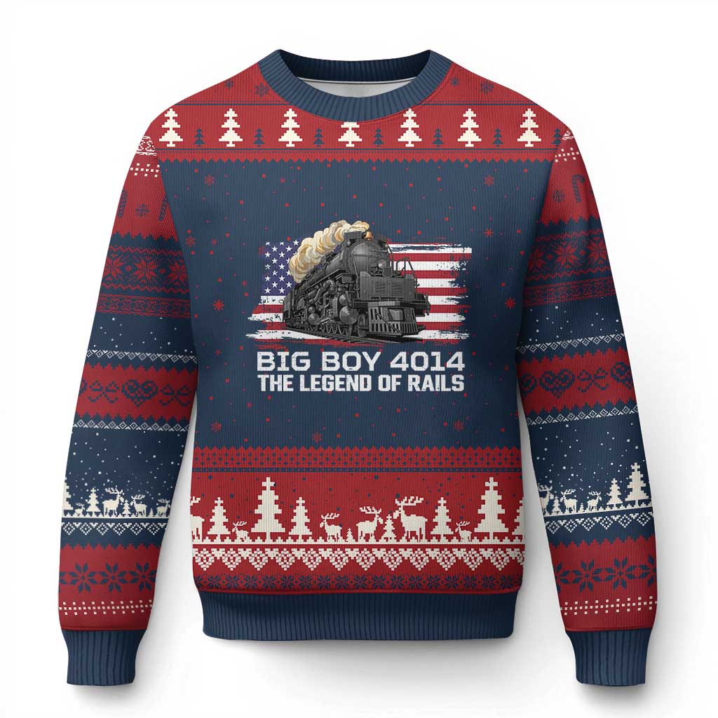 Vintage American Steam Train Ugly Christmas Sweater Legend of the Rails Heritage Pride TS02 Navy Red Print Your Wear