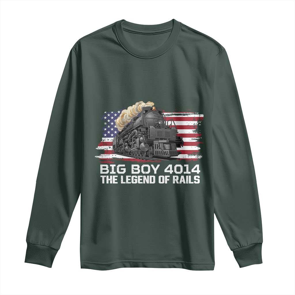 Vintage American Steam Train Long Sleeve Shirt Legend of the Rails Heritage Pride TS02 Dark Forest Green Print Your Wear