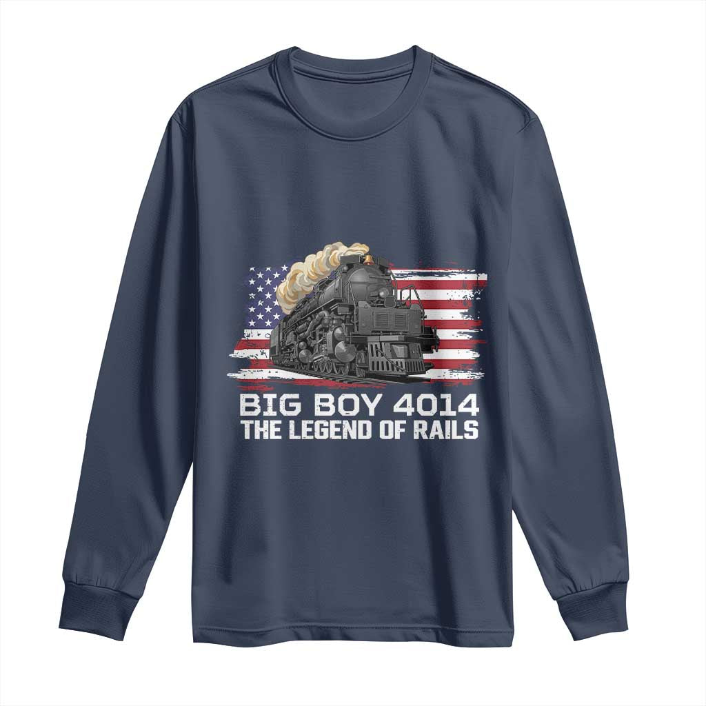 Vintage American Steam Train Long Sleeve Shirt Legend of the Rails Heritage Pride TS02 Navy Print Your Wear