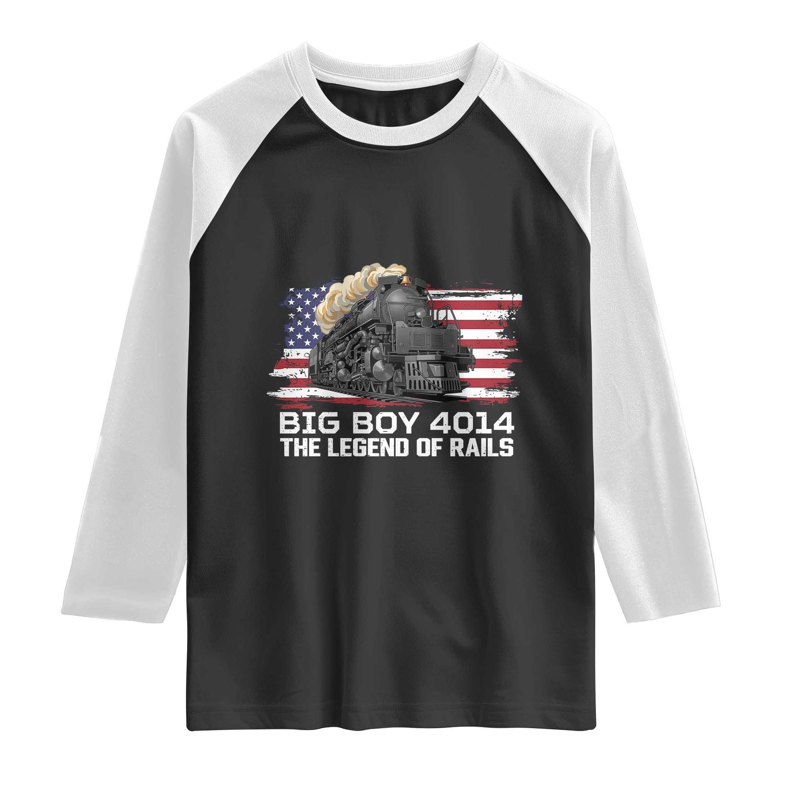Vintage American Steam Train Raglan Shirt Legend of the Rails Heritage Pride TS02 Black White Print Your Wear