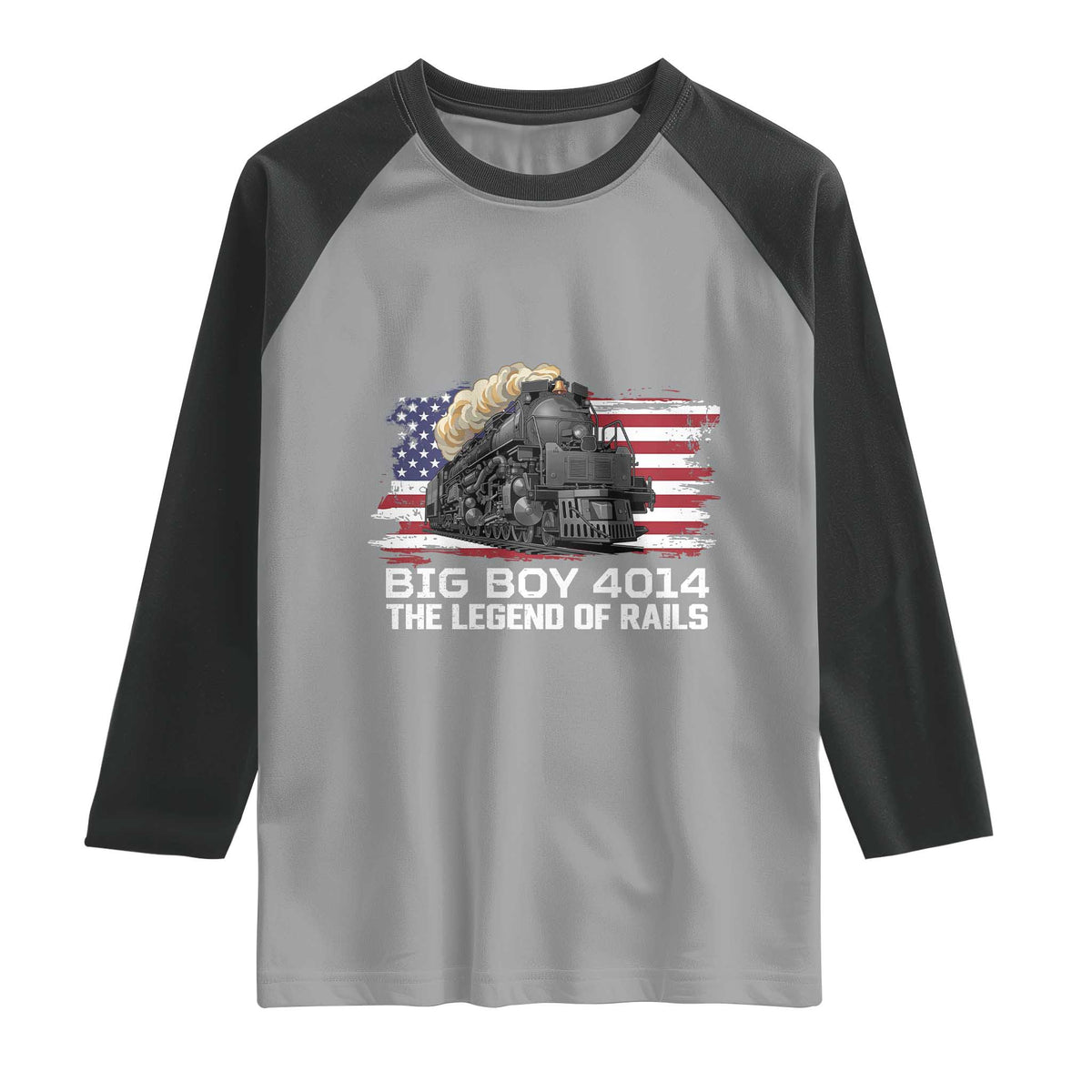 Vintage American Steam Train Raglan Shirt Legend of the Rails Heritage Pride TS02 Sport Gray Black Print Your Wear