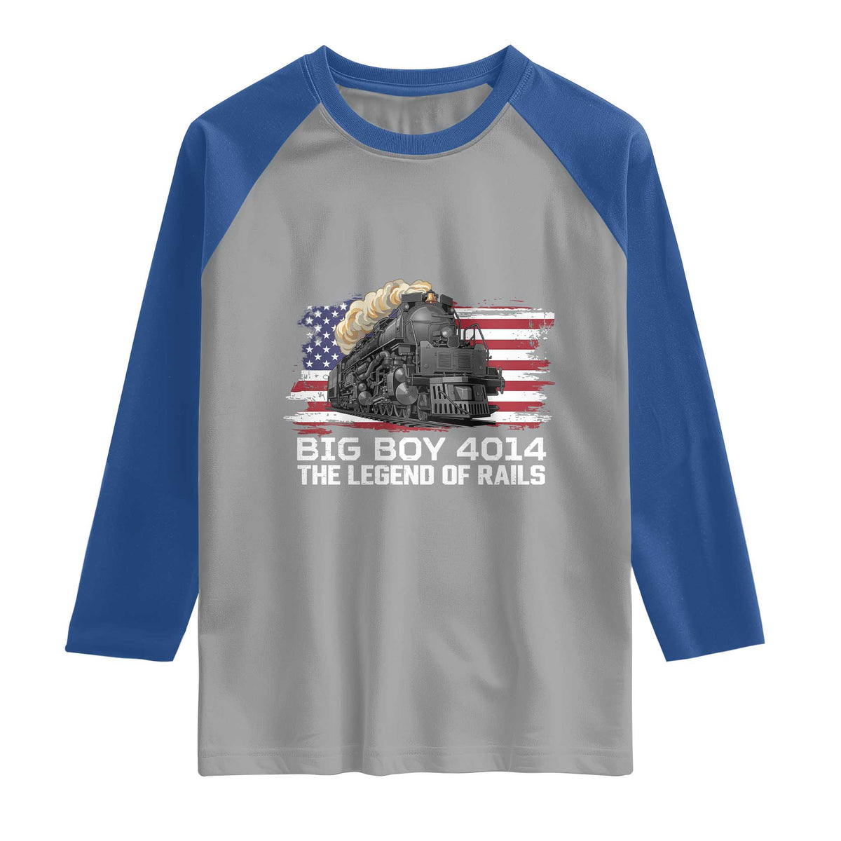 Vintage American Steam Train Raglan Shirt Legend of the Rails Heritage Pride TS02 Sport Gray Royal Print Your Wear