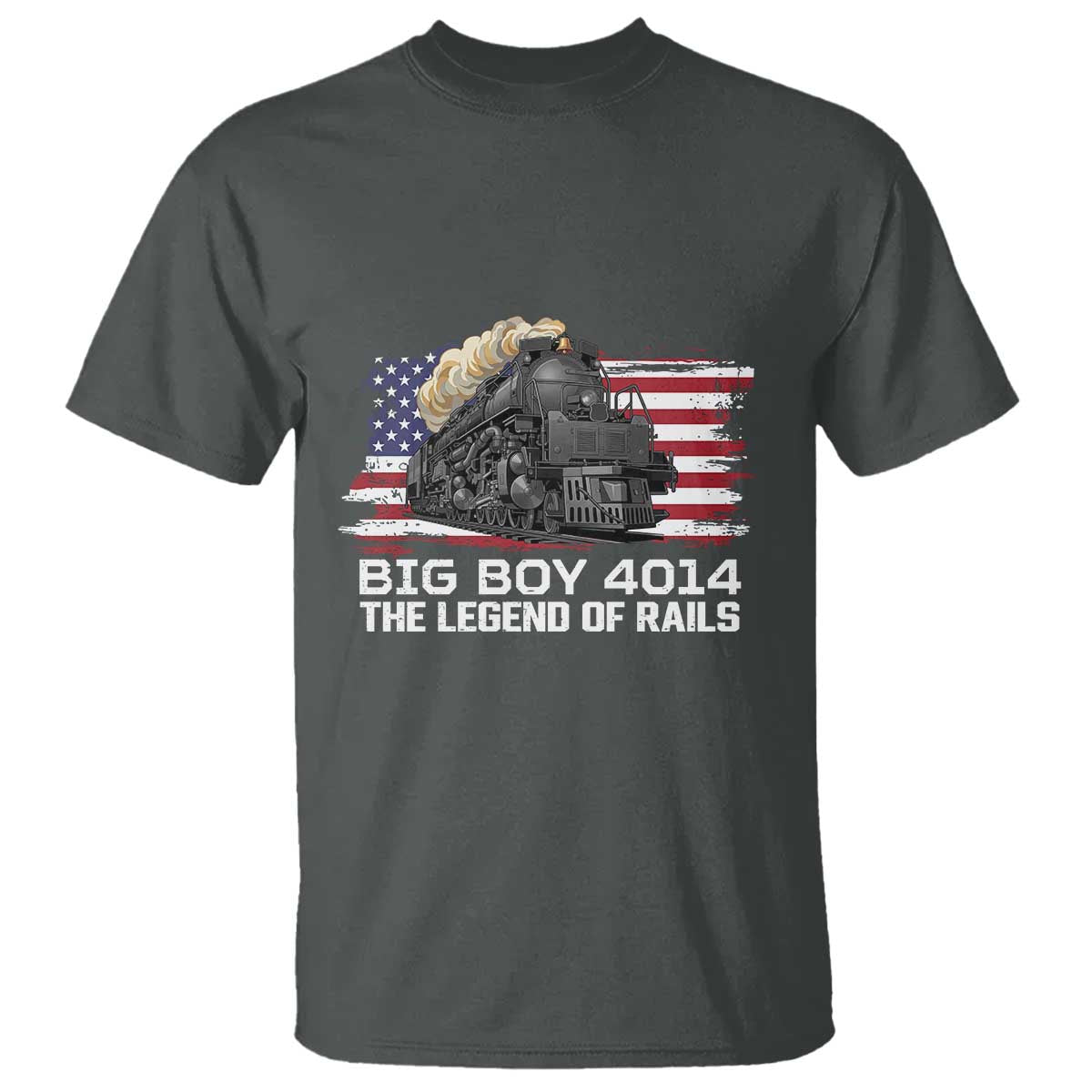 Vintage American Steam Train T Shirt Legend of the Rails Heritage Pride TS02 Dark Heather Print Your Wear