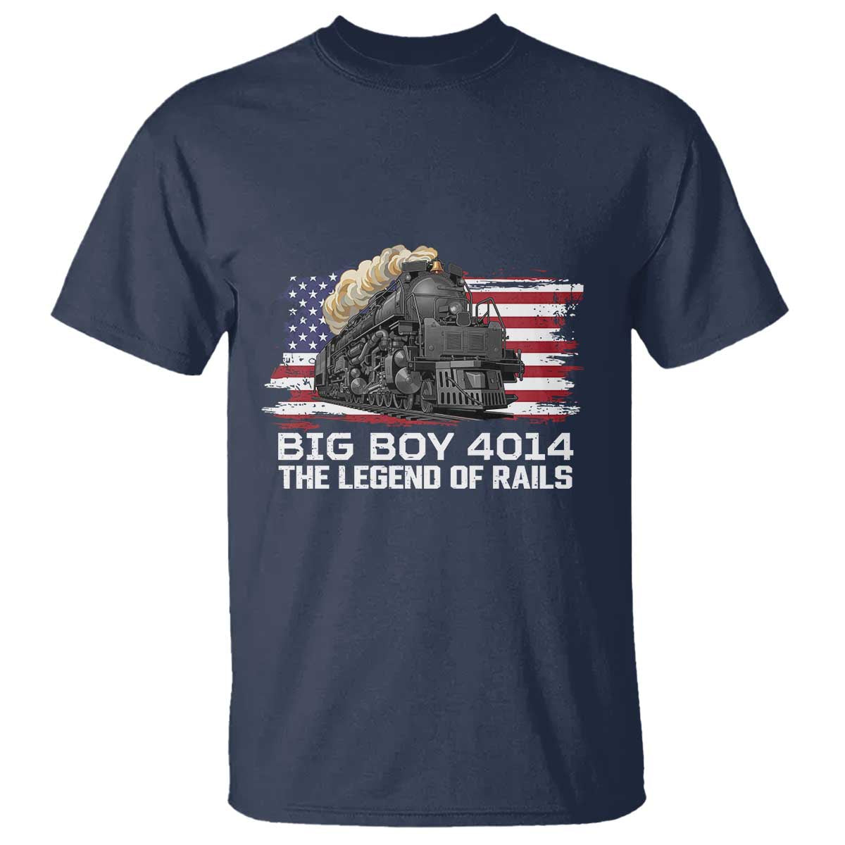 Vintage American Steam Train T Shirt Legend of the Rails Heritage Pride TS02 Navy Print Your Wear