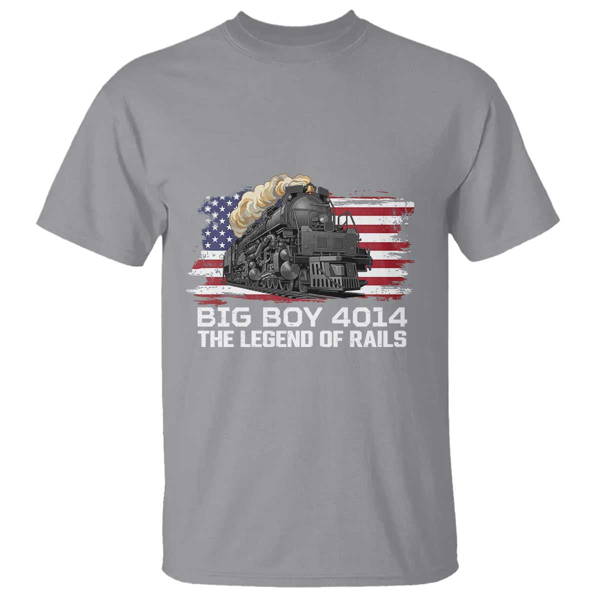Vintage American Steam Train T Shirt Legend of the Rails Heritage Pride TS02 Sport Gray Print Your Wear