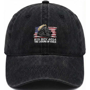 Vintage American Steam Train Washed Cotton Baseball Cap Legend of the Rails Heritage Pride TS02 Print Your Wear