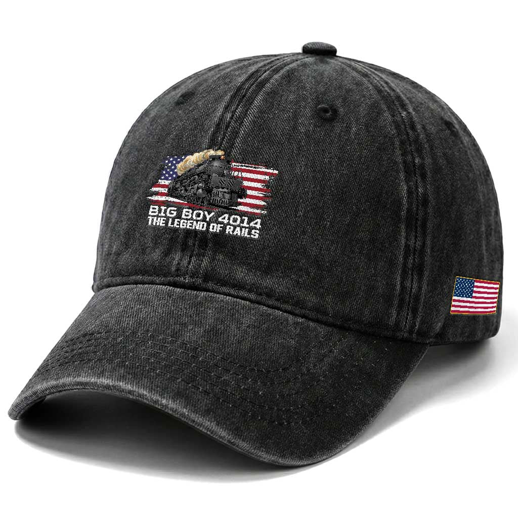 Vintage American Steam Train Washed Cotton Baseball Cap Legend of the Rails Heritage Pride TS02 Print Your Wear