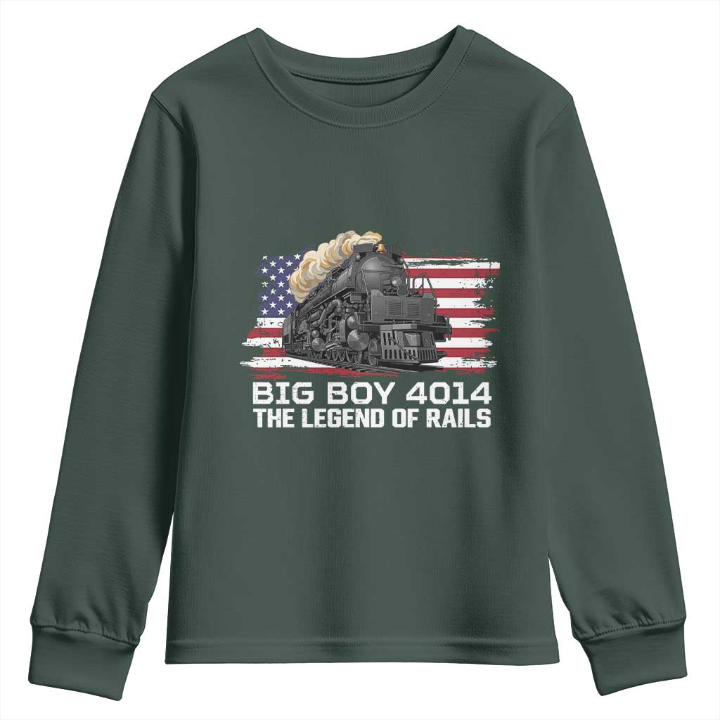 Vintage American Steam Train Youth Sweatshirt Legend of the Rails Heritage Pride TS02 Dark Forest Green Print Your Wear