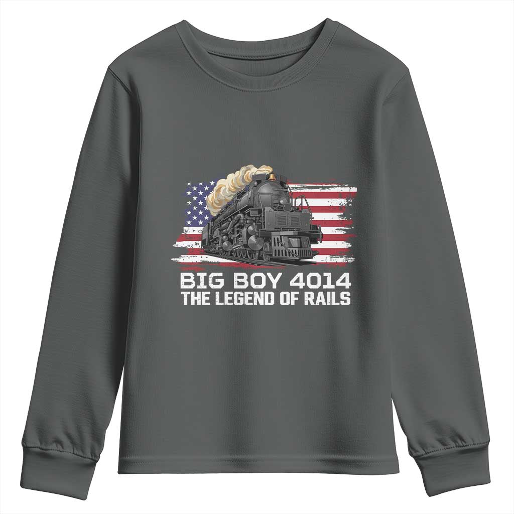 Vintage American Steam Train Youth Sweatshirt Legend of the Rails Heritage Pride TS02 Dark Heather Print Your Wear
