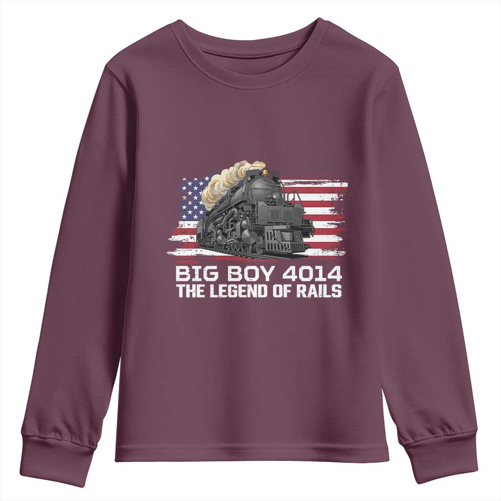 Vintage American Steam Train Youth Sweatshirt Legend of the Rails Heritage Pride TS02 Maroon Print Your Wear