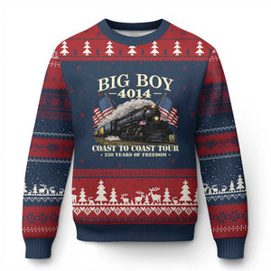 Patriotic Freedom Express Coast to Coast Ugly Christmas Sweater Steam Train Legend Heritage Pride TS02 Navy Red Print Your Wear