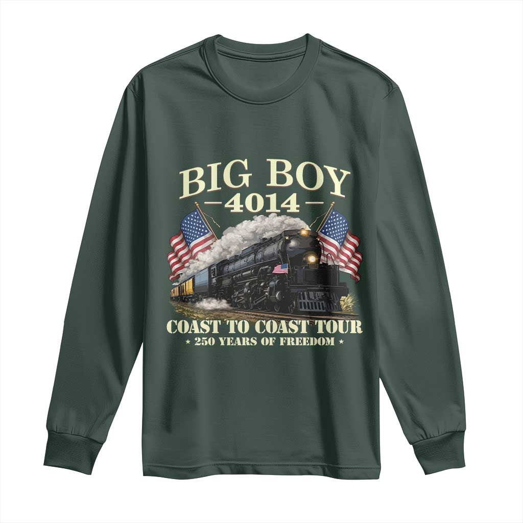 Patriotic Freedom Express Coast to Coast Long Sleeve Shirt Steam Train Legend Heritage Pride TS02 Dark Forest Green Print Your Wear