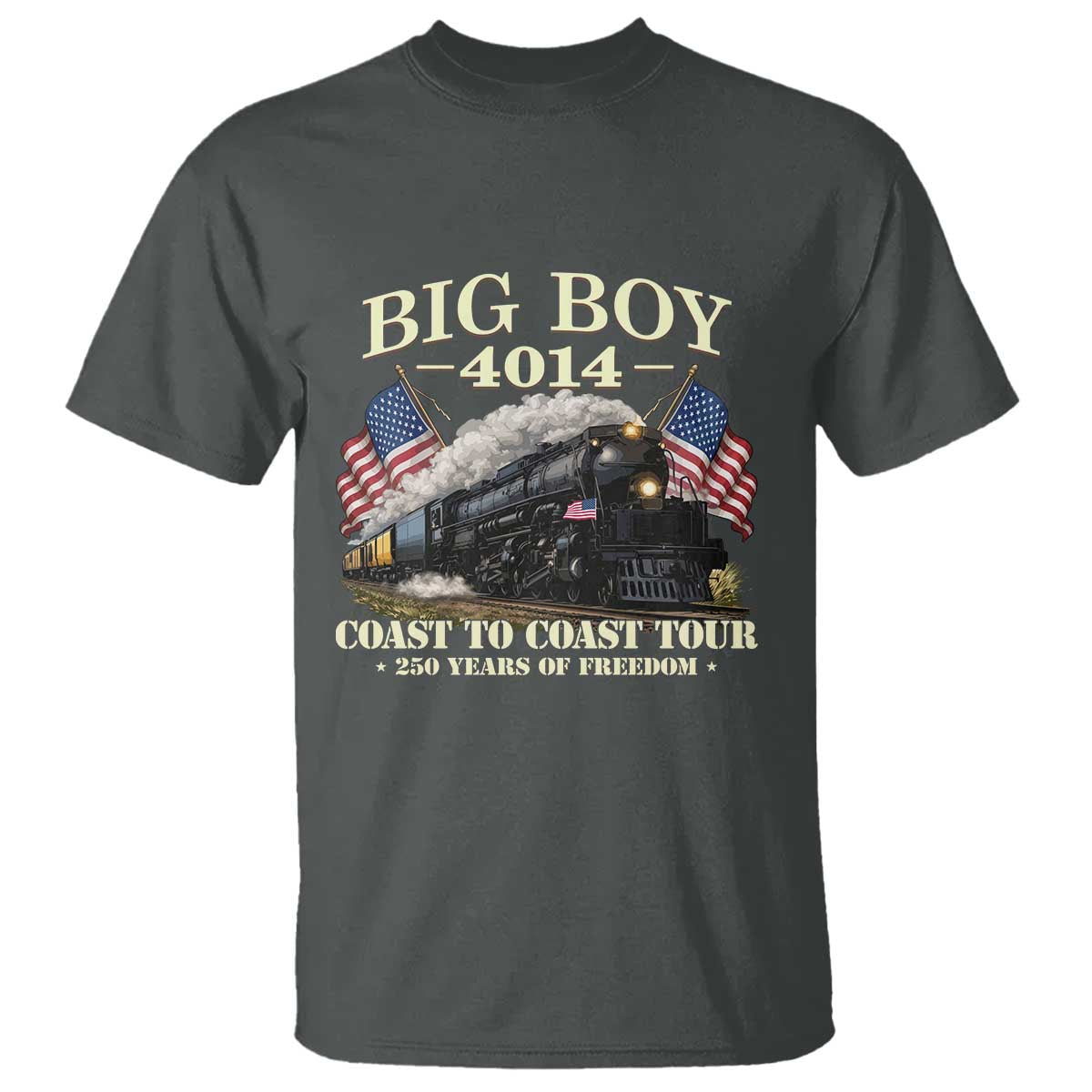 Patriotic Freedom Express Coast to Coast T Shirt Steam Train Legend Heritage Pride TS02 Dark Heather Print Your Wear
