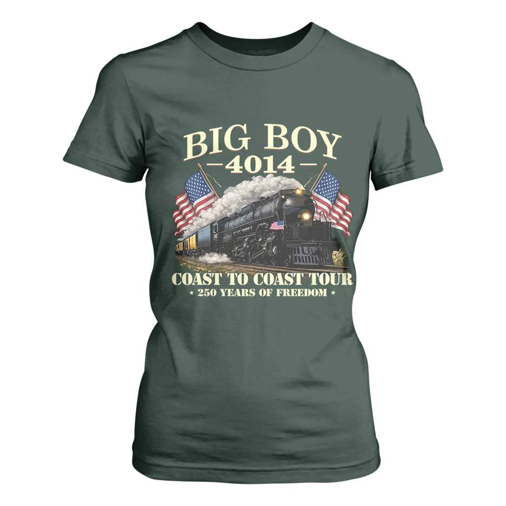 Patriotic Freedom Express Coast to Coast T Shirt For Women Steam Train Legend Heritage Pride TS02 Dark Forest Green Print Your Wear