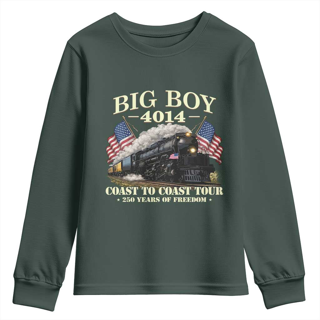 Patriotic Freedom Express Coast to Coast Youth Sweatshirt Steam Train Legend Heritage Pride TS02 Dark Forest Green Print Your Wear