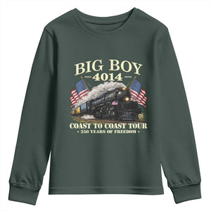Patriotic Freedom Express Coast to Coast Youth Sweatshirt Steam Train Legend Heritage Pride TS02 Dark Forest Green Print Your Wear