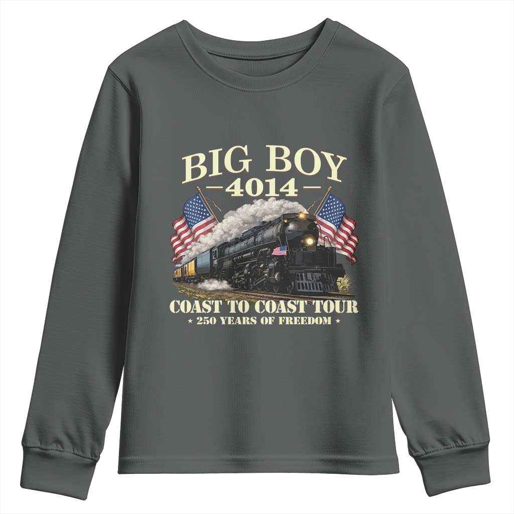 Patriotic Freedom Express Coast to Coast Youth Sweatshirt Steam Train Legend Heritage Pride TS02 Dark Heather Print Your Wear