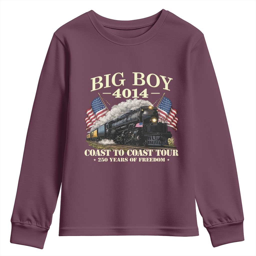Patriotic Freedom Express Coast to Coast Youth Sweatshirt Steam Train Legend Heritage Pride TS02 Maroon Print Your Wear