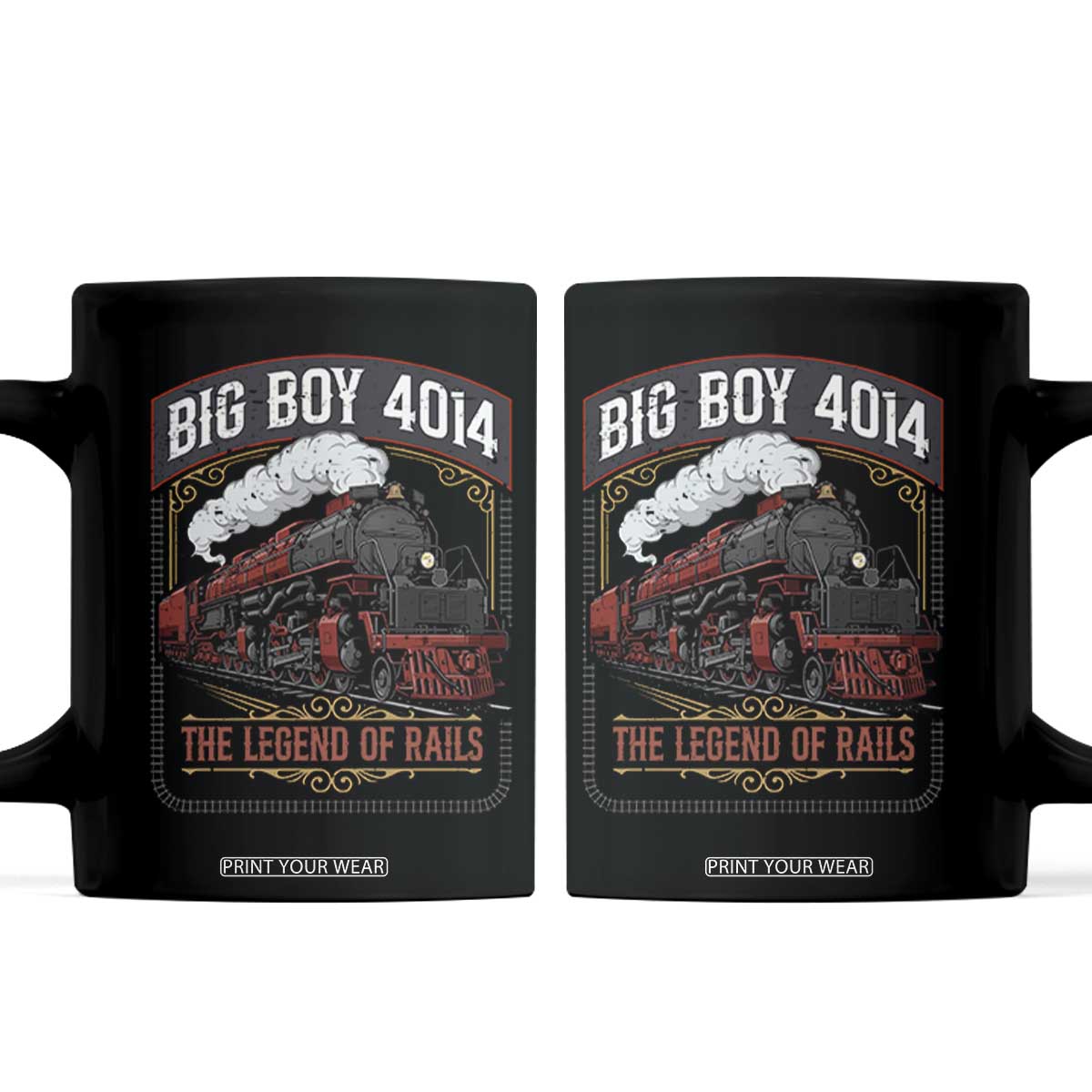 Retro Emblem Classic Steam Train Coffee Mug Locomotive Heritage Pride Legend of the Rails TS02 Black Print Your Wear