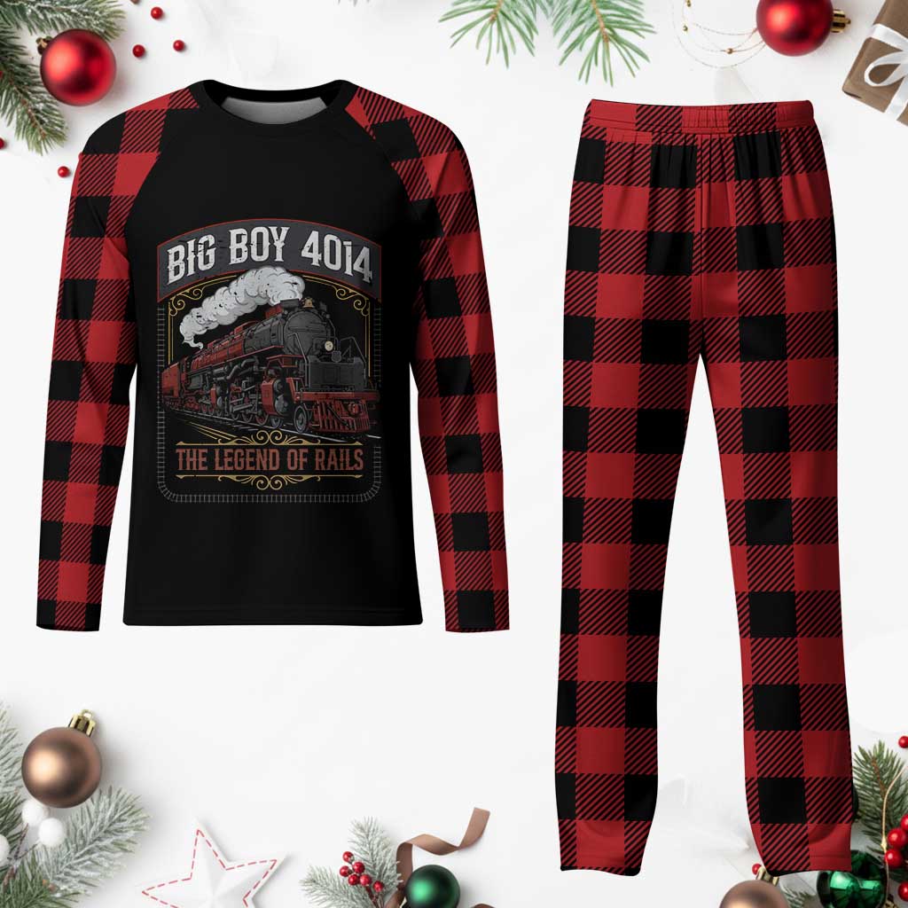 Retro Emblem Classic Steam Train Plaid Pajama Set Locomotive Heritage Pride Legend of the Rails TS02 Buffalo Plaid Print Your Wear
