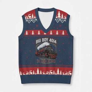 Retro Emblem Classic Steam Train V-Neck Knit Sweater Vest Locomotive Heritage Pride Legend of the Rails TS02 Navy Red Print Your Wear