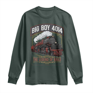 Retro Emblem Classic Steam Train Long Sleeve Shirt Locomotive Heritage Pride Legend of the Rails TS02 Dark Forest Green Print Your Wear