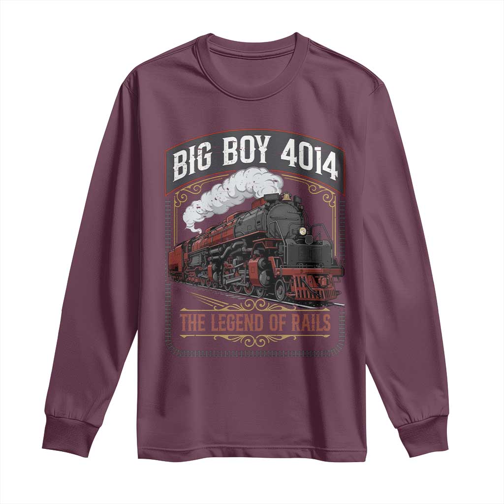 Retro Emblem Classic Steam Train Long Sleeve Shirt Locomotive Heritage Pride Legend of the Rails TS02 Maroon Print Your Wear